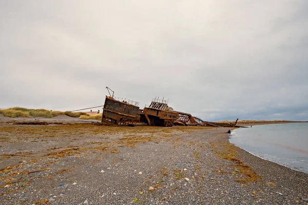 Shipwreck Called Amadeo Coast Magellan Strait Rusty Warship Wreck Tierra — Stock Photo, Image