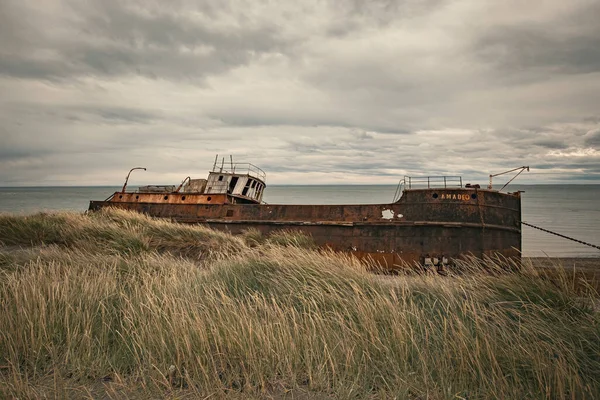 Shipwreck Called Amadeo Coast Magellan Strait Rusty Warship Wreck Tierra — Stock Photo, Image
