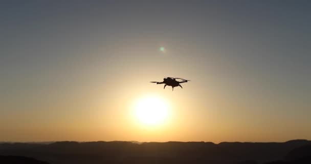 Drone Flying Sunset Sky — Stock Video