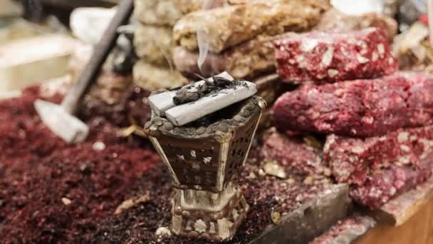 Traditionele Arabische Insence Branden Markt Jeddah — Stockvideo