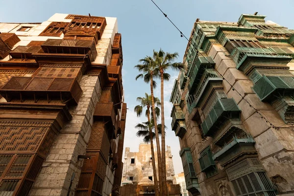 Traditionele Architectuur Van Oude Jeddah Stad Balad Wijkhuizen Met Houten — Stockfoto