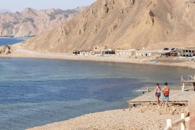 Mavi Delik 'in havadan görünüşü Dahab Mısır