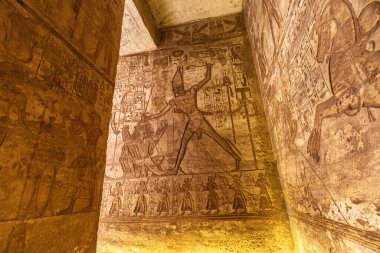 The Great Temple of Ramesses II inside details in Abu Simbel Upper Egypt clipart