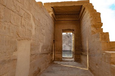 Aswan 'ın Yukarı Mısır' daki Philadelphia tapınağının detayları
