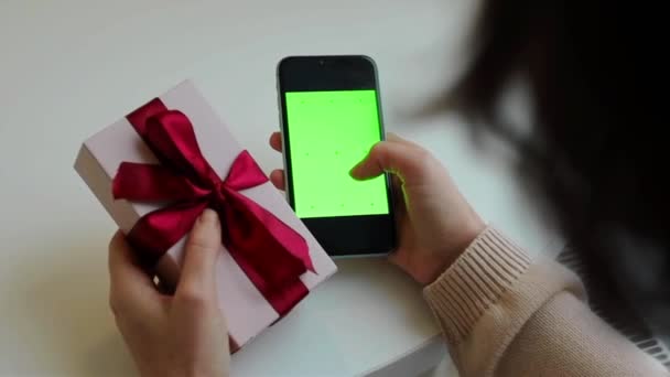 Hediye Kutuları Yeşil Ekran Krom Anahtar Çevrimiçi Tatil Sezonu Alışverişi — Stok video