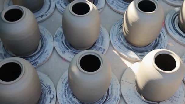 Argila Potes Vista Superior Loja Cerâmica Bahrein — Vídeo de Stock