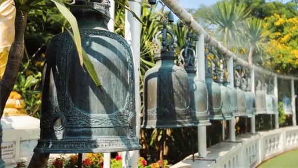 Буддійські Дзвони Храму Ват Саке Храм Золотої Гори Бангкоку Таїланд — стокове відео