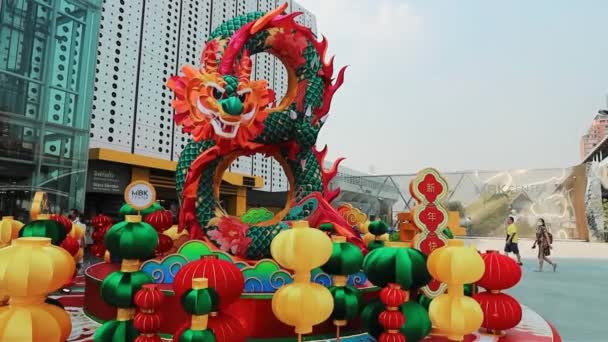 Κινεζική Πρωτοχρονιά Διακόσμηση Στην Αγορά Στην Κίνα Πόλη Μπανγκόκ Ταϊλάνδη — Αρχείο Βίντεο