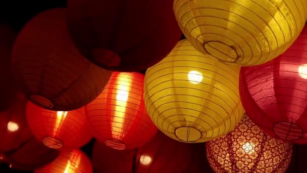 Китайські Ліхтарі Вулиці Китайське Місто Китайський Новий Рік Прикраси — стокове відео