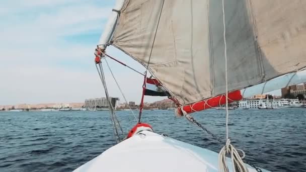 Voilier Traditionnel Felucca Sur Nil Coucher Soleil Assouan Egypte — Video