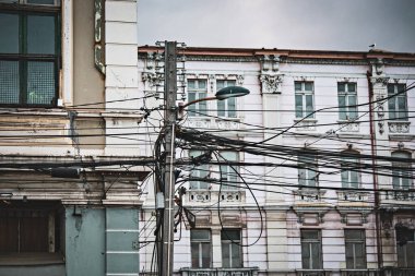 Şehir manzarası Valparaiso Şili 'nin eski mimarisinin detayları