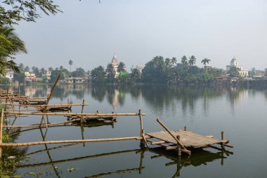 Puthia Rajbari Lake landscape historical site in Puthia Bangladesh clipart