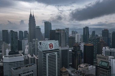 Malezya şehir merkezindeki Kuala Lumpur 'un hava görüntüsü