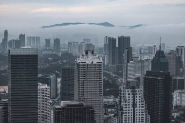 Malezya şehir merkezindeki Kuala Lumpur 'un hava görüntüsü