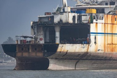 Ship breaking yard in Bangladesh Chittagong clipart