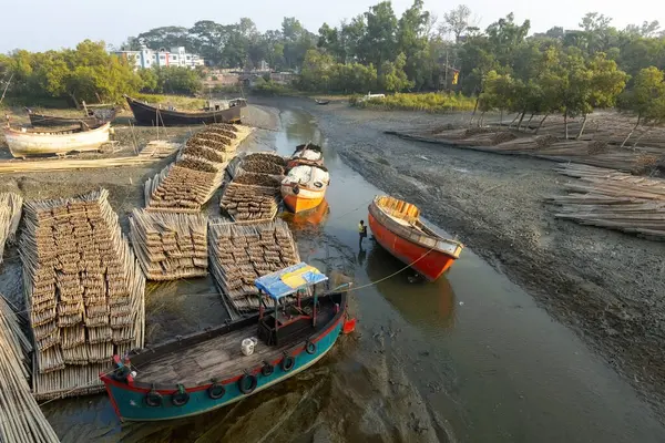 stock image Bamboo transportation in Inani Beach in Cox's Bazar Bangladesh