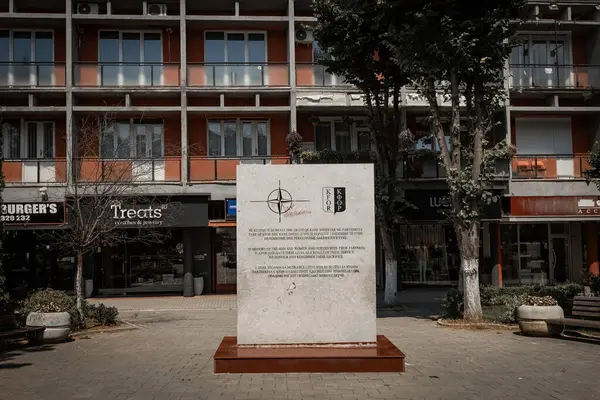 stock image Monument to KFOR The Kosovo Force is a NATO-led international peacekeeping force in Kosovo Pristina