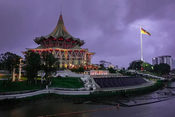 stock image Sarawak Legislative Assembly New Building view at the bank of Sarawak river Kuching Malaysia