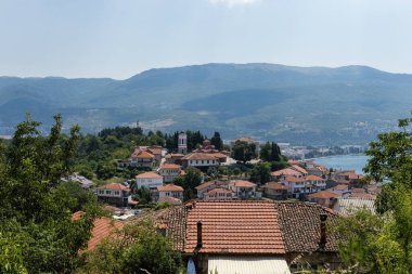 Ohri 'nin Ohri Kuzey Makedonya' daki Samoil Kalesinden Ohri 'nin eski kentinin hava manzarası