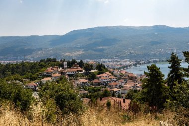 Ohri 'nin Ohri Kuzey Makedonya' daki Samoil Kalesinden Ohri 'nin eski kentinin hava manzarası