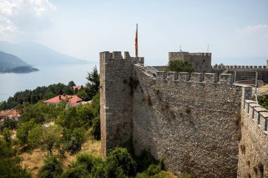 Ohri 'nin Ohri Kuzey Makedonya' daki Samoil Kalesinden Ohri 'nin eski kentinin hava manzarası