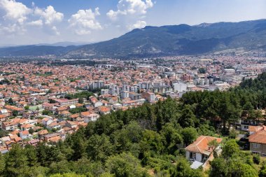 Ohri 'nin Ohri Kuzey Makedonya' daki Samoil Kalesinden Ohri 'nin eski kentinin hava manzarası