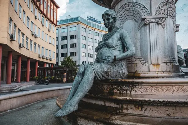 stock image Mothers of Macedonia fountain in the old town of Skopje North Macedonia