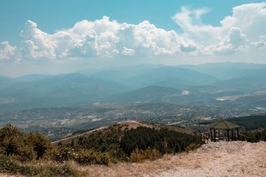 Aerial view of the mountains from the Millenium cross hill in Skopje North Macedonia clipart