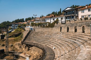 Kuzey Makedonya 'nın Ohri kentindeki antik amfi tiyatro