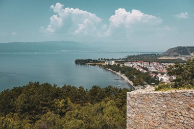 Aerial view of Ohrid old town from the Samoil's Fortress in Ohrid North Macedonia clipart