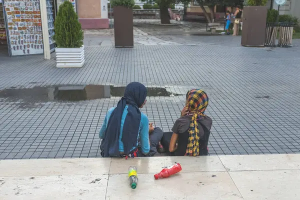 stock image Poor kids on the street of old town Skopje North Macedonia