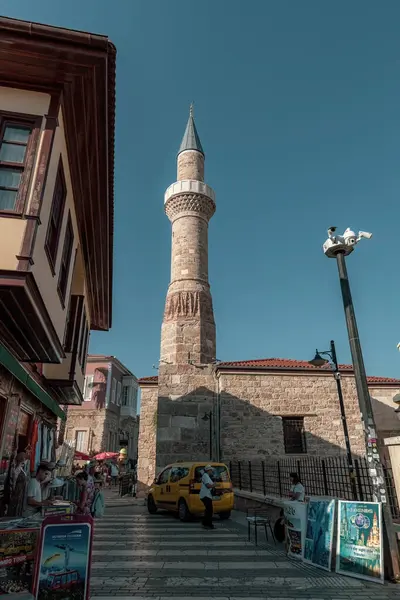 stock image Old town in Antalya city. Mosque minaret in the old town Antalya Turkey