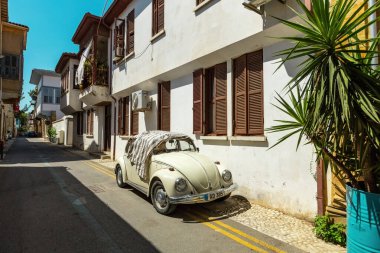 Eski Lefkoşe Kasabası, dar sokak tarihi evleri Kuzey Kıbrıs Türk Cumhuriyeti