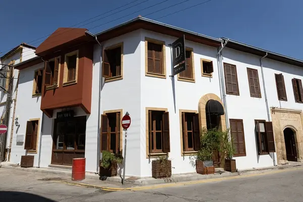 stock image Old Town of Nicosia, narrow street historical houses Turkish Republic of Northern Cyprus