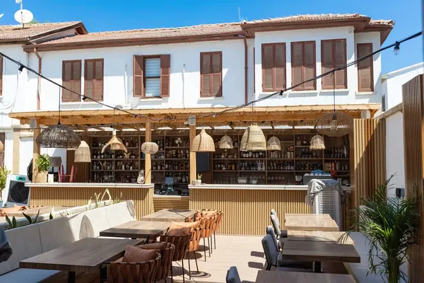 stock image Traditional bar or restaurant in the old town of Nicosia Turkish Republic of Northern Cyprus