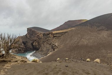 Amazing cliffs and ocean view at Fayal island Azores Portugal clipart