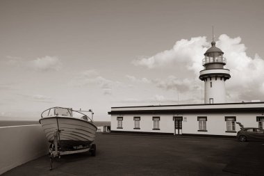 Farol Da Ponta do Topo deniz feneri Sao Jorge Adası Azores Portekiz