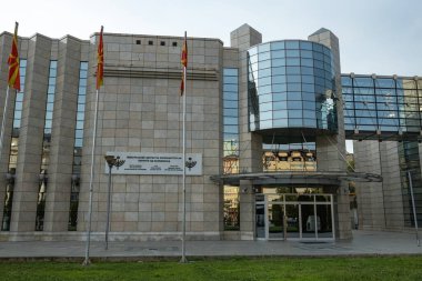 Üsküp 'teki Makedon Soykırım Müzesi önü Kuzey Makedonya