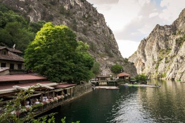 Terrace restaurant at Matka canyon Skopje north Macedonia clipart