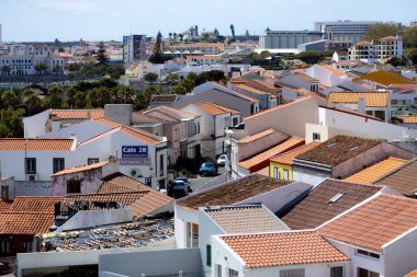 Sao Roque şehri hava manzaralı San Miguel islad Azores Portekiz