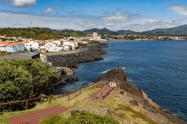 Sao Roque town aerial view San Miguel islad Azores Portugal clipart