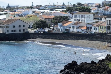 Sao Roque şehri hava manzaralı San Miguel islad Azores Portekiz