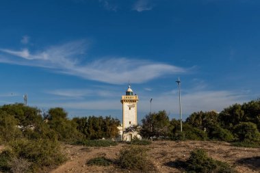 Essaouira Fas 'taki eski deniz feneri.