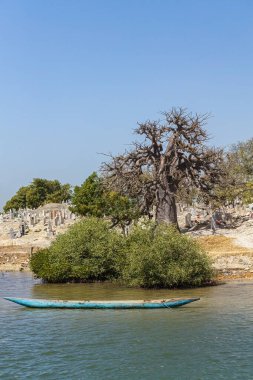 Senegal 'deki Joal Fadiouth' daki deniz kabuğu adasındaki mezarlığa bak.