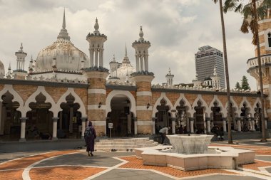 Kuala Lumpur Malezya 'daki Mescidi Jamek camiinin dış detayları