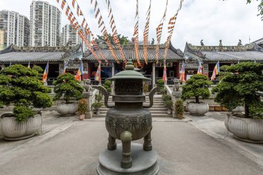 Macau 'daki Templo de Kun Tam Budist Tapınağı' nın geleneksel iç avlusu.