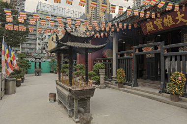 Macau 'daki Templo de Kun Tam Budist Tapınağı' nın geleneksel iç avlusu.
