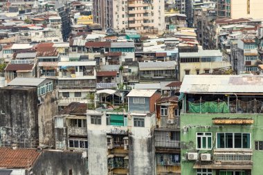 Monte Kalesi 'nin tepesinden Macau şehrinin hava manzarası.
