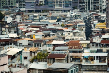 Monte Kalesi 'nin tepesinden Macau şehrinin hava manzarası.