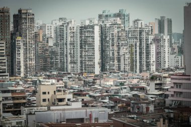 Monte Kalesi 'nin tepesinden Macau şehrinin hava manzarası.